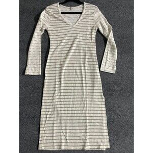 Coin 1804 Women's Tunic Long Dress M White Stripe Knit Long Sleeve
